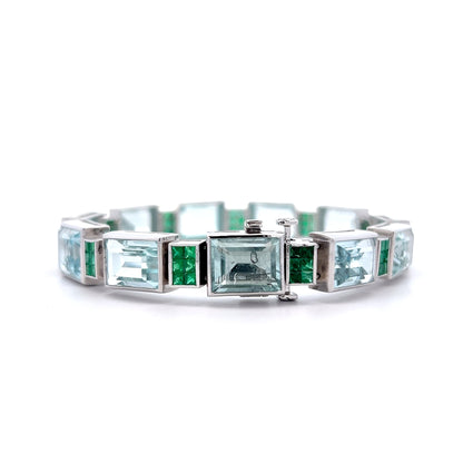 63.14 Aquamarine & Emerald Bracelet Platinum
