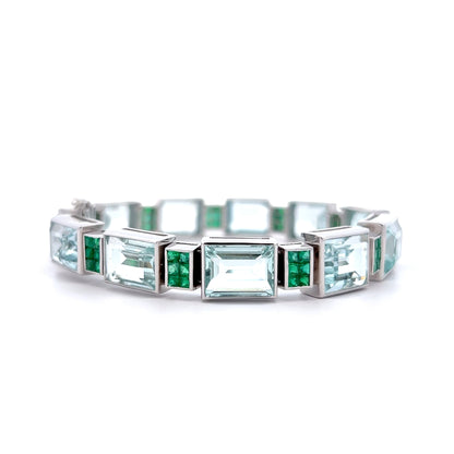 63.14 Aquamarine & Emerald Bracelet Platinum