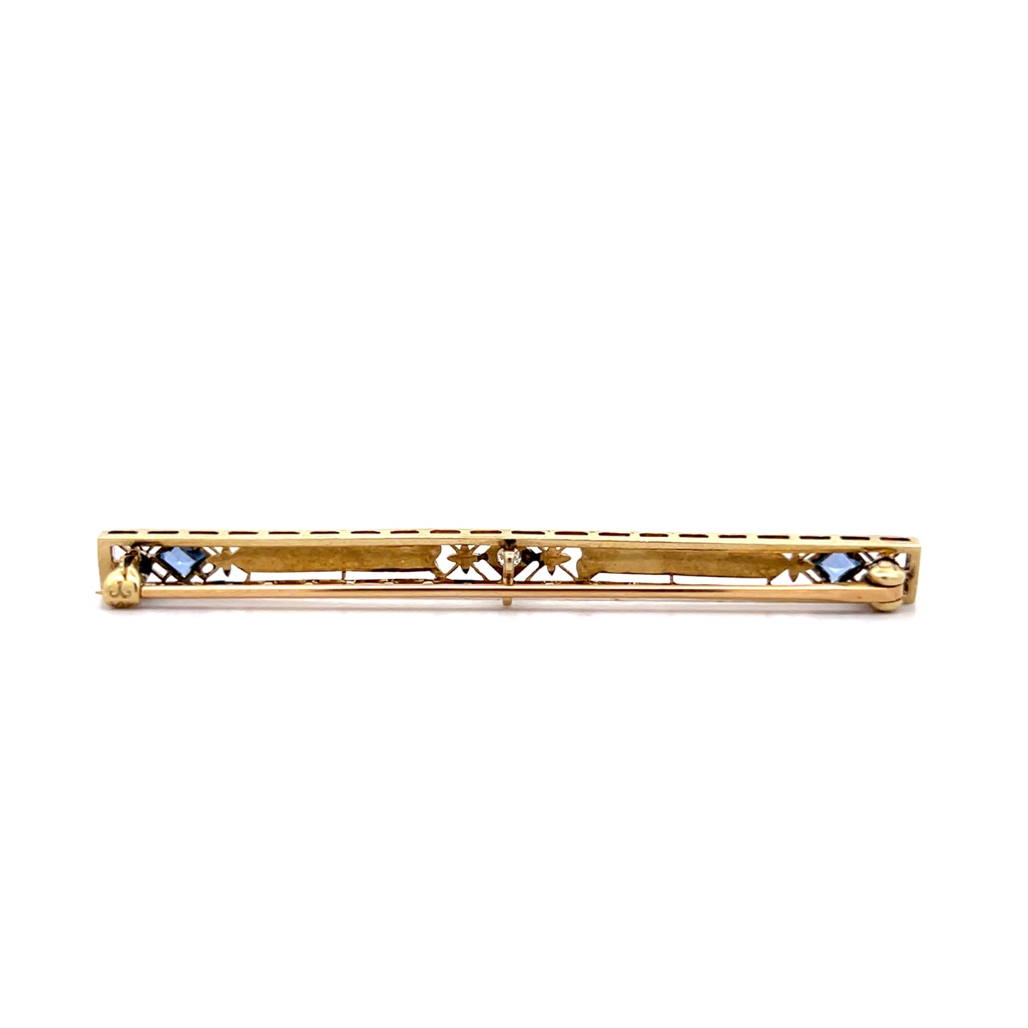 .40 Antique Art Deco Sapphire Bar Brooch 14k