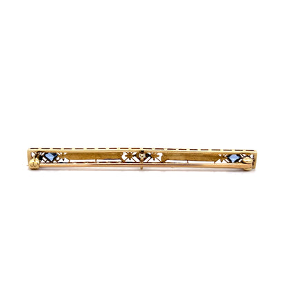 .40 Antique Art Deco Sapphire Bar Brooch 14k