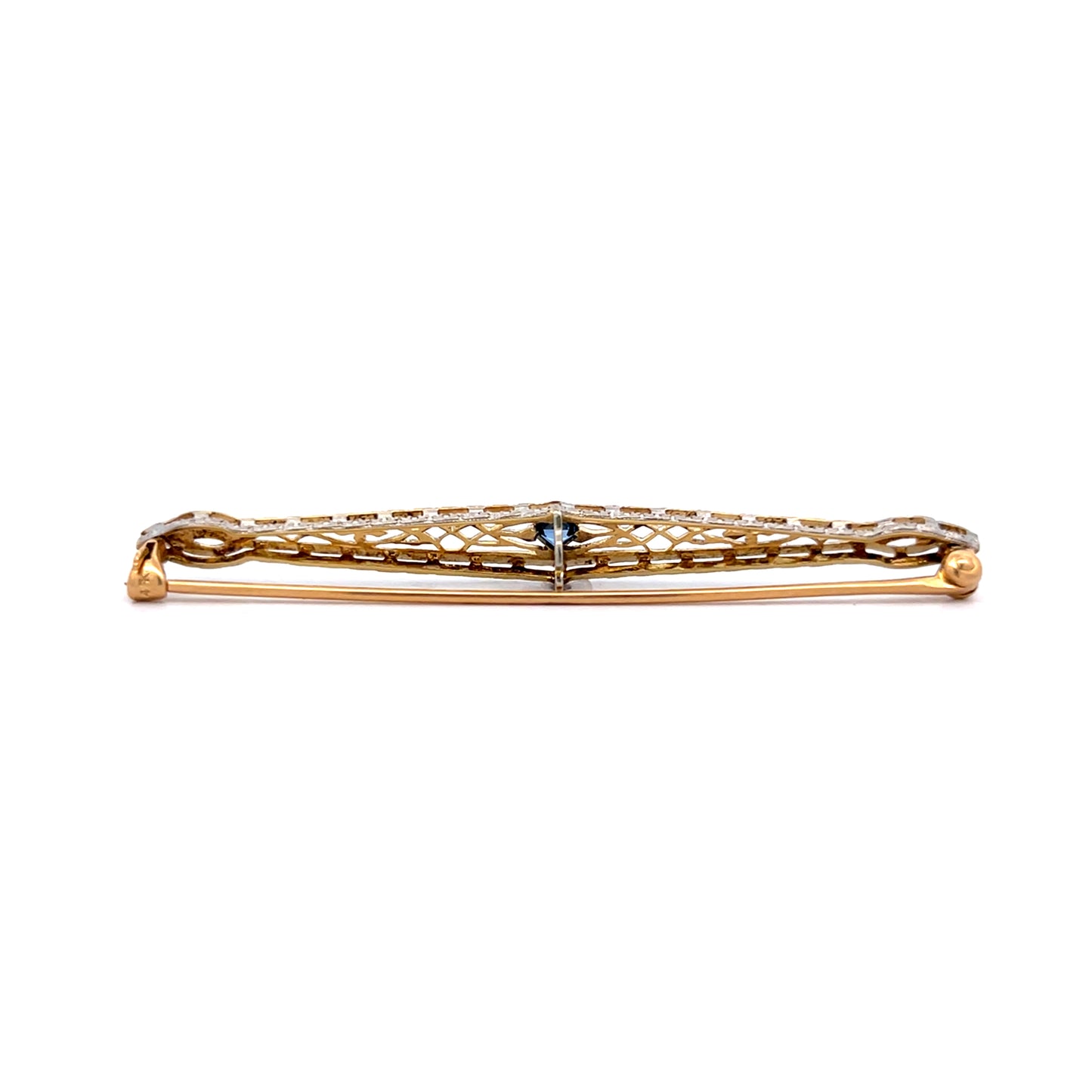 .17 Antique Art Deco Sapphire Brooch 14k