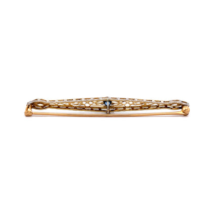 .17 Antique Art Deco Sapphire Brooch 14k