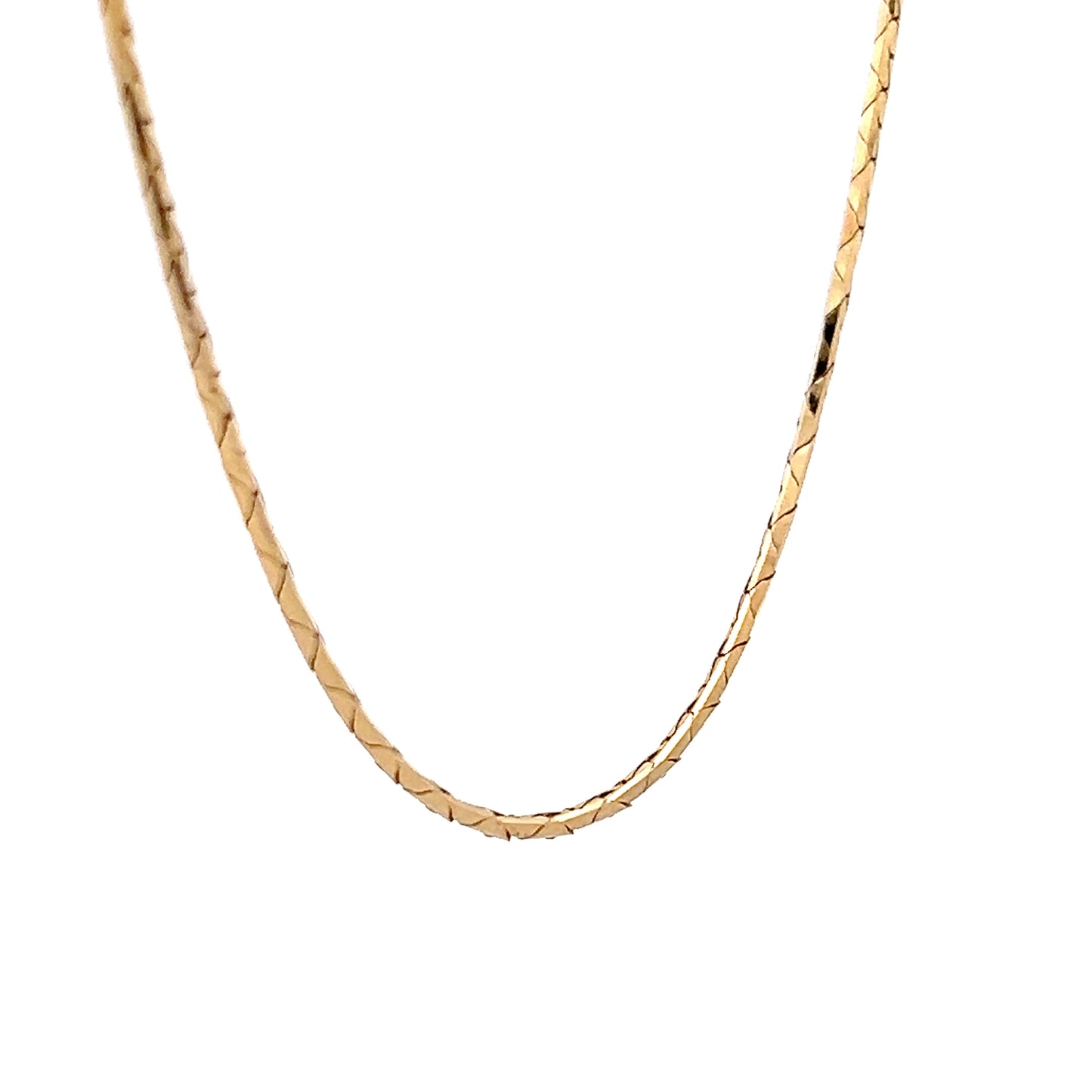 16" Triangular Box Chain Necklace 14k Yellow Gold