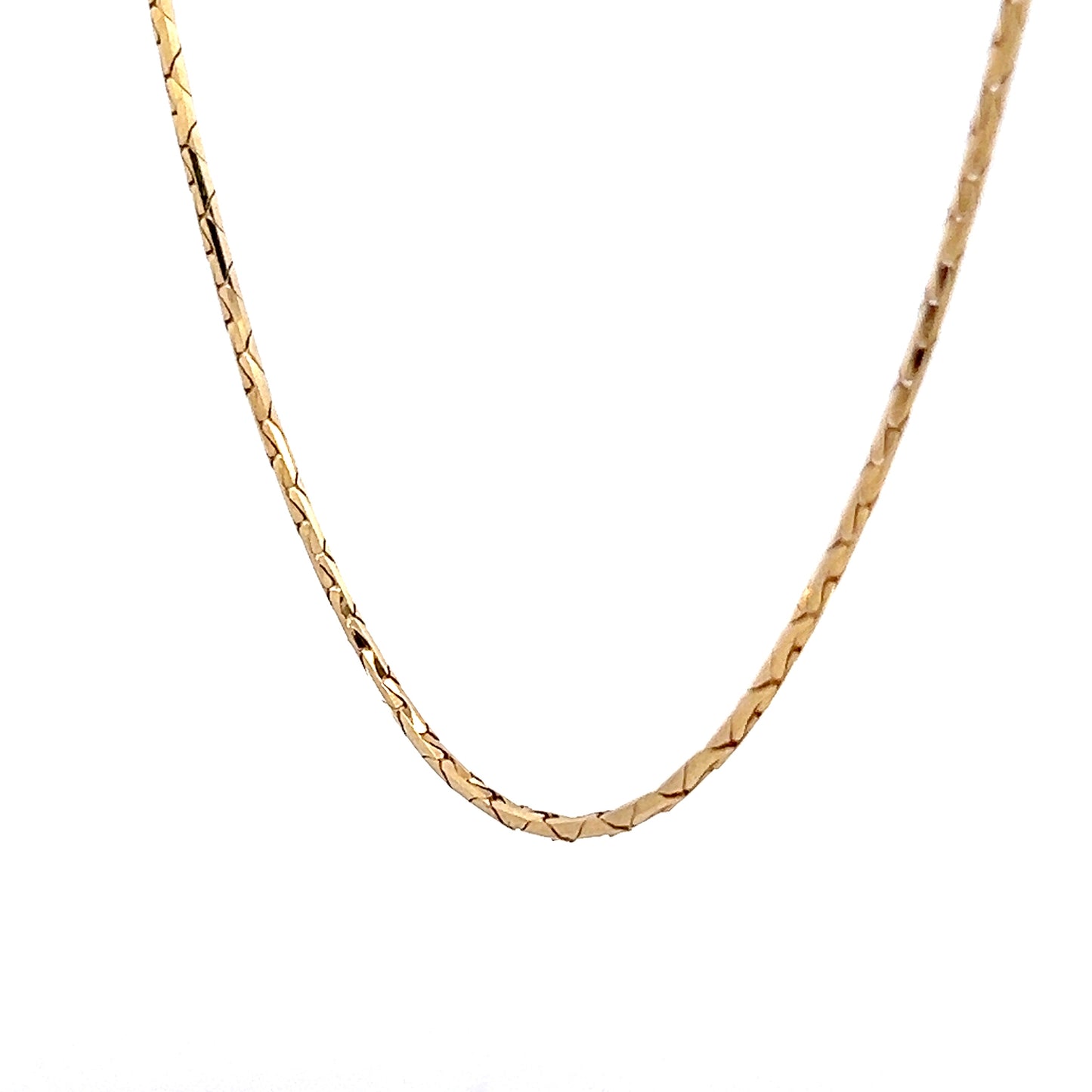 16" Triangular Box Chain Necklace 14k Yellow Gold