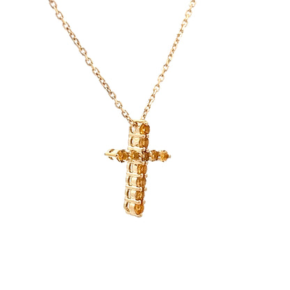 Citrine Cross Pendant Necklace 14k Yellow Gold