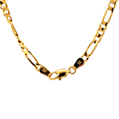19" Figaro Chain Necklace 14k Yellow Gold
