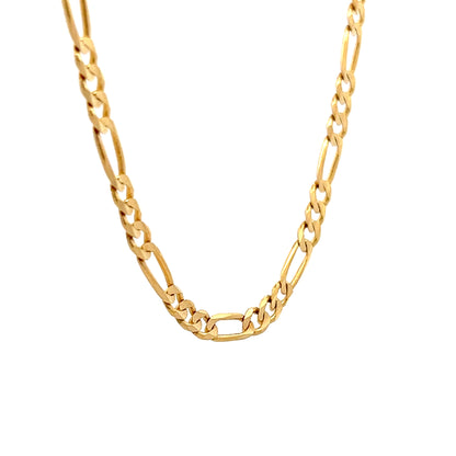 19" Figaro Chain Necklace 14k Yellow Gold