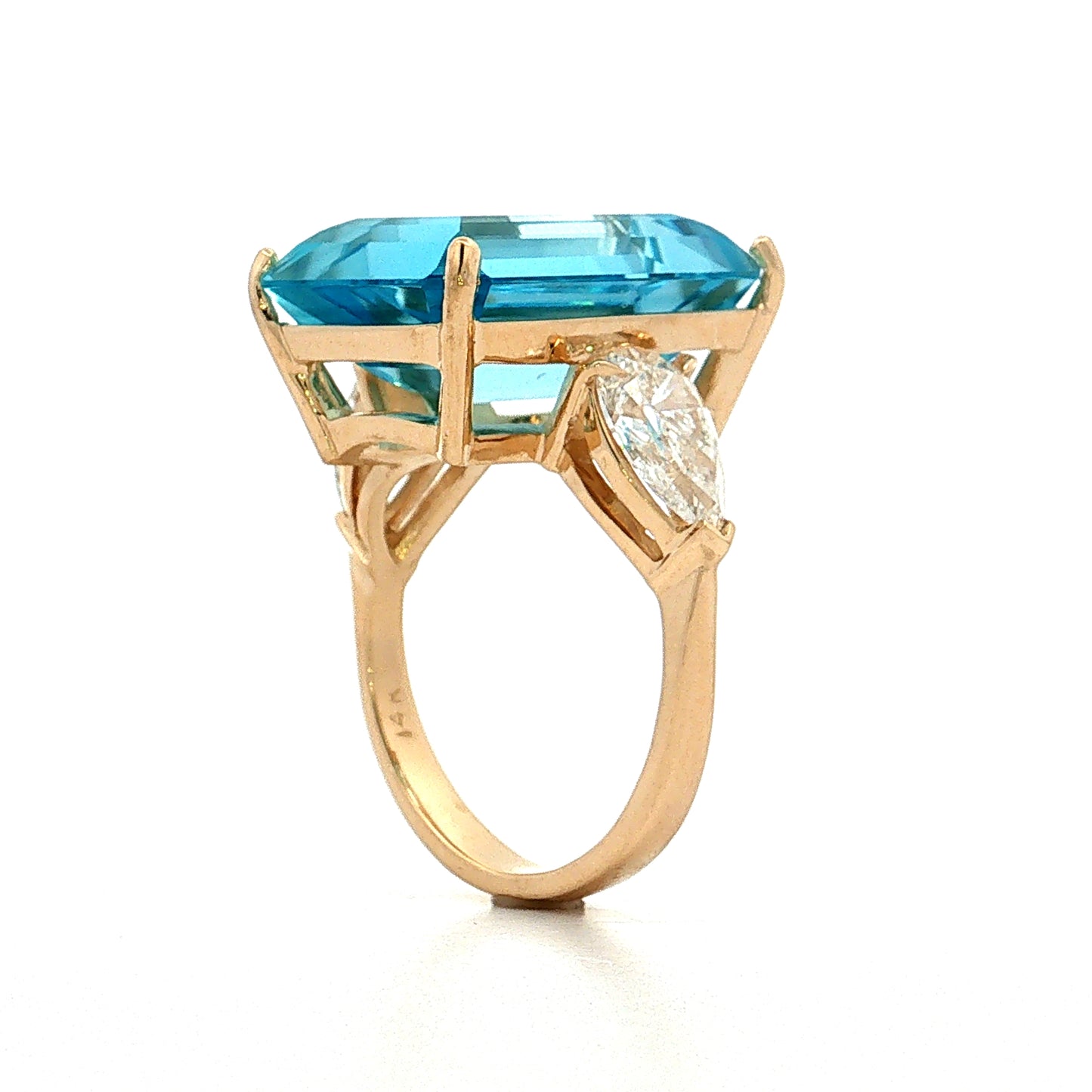 12.32 Aquamarine & Diamond Cocktail Ring 14k