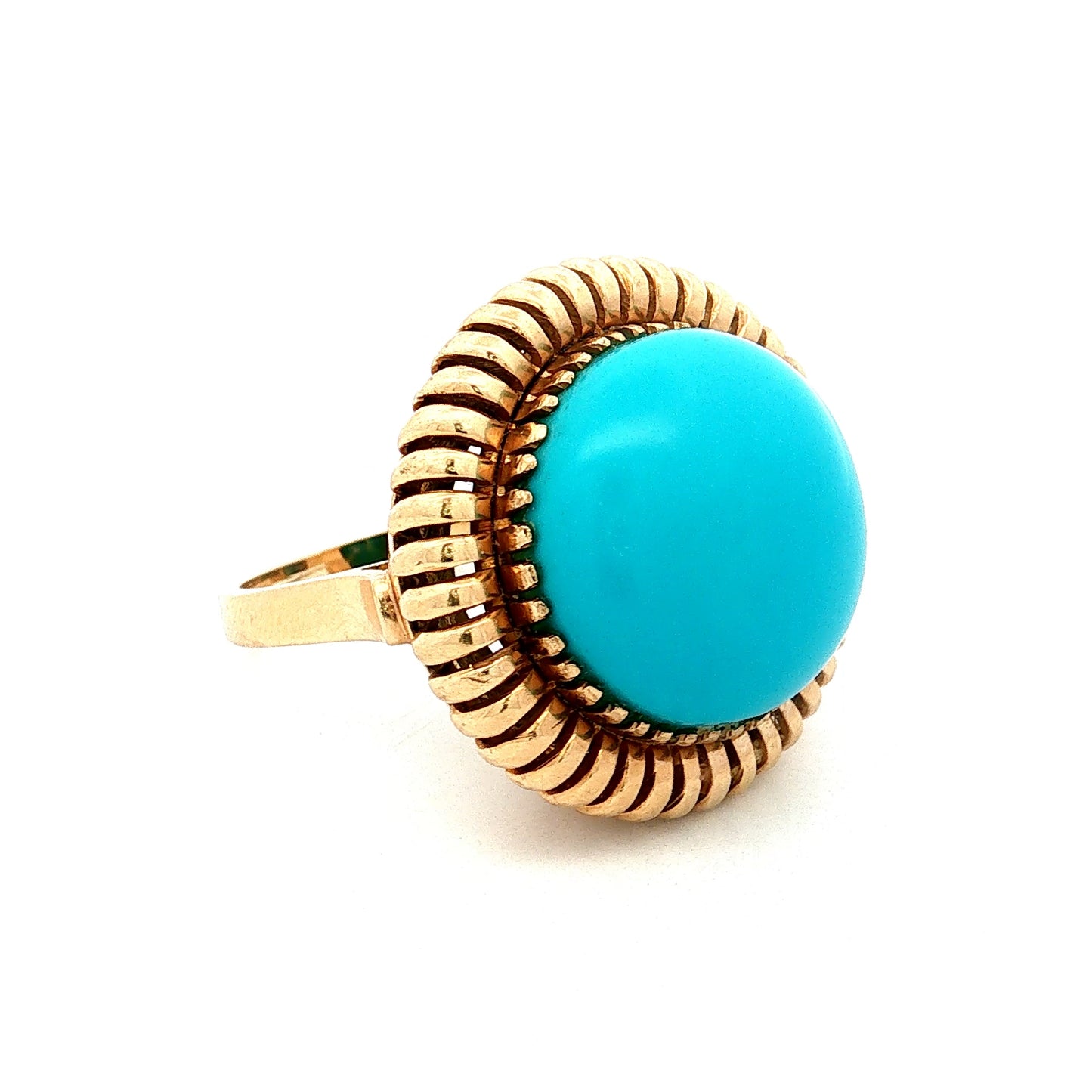 24.00 Vintage Mid-Century Turquoise Cocktail Ring 14k