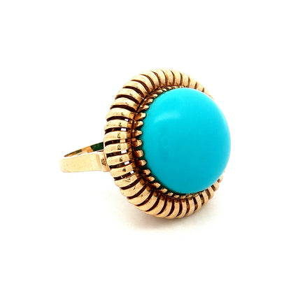 24.00 Vintage Mid-Century Turquoise Cocktail Ring 14k