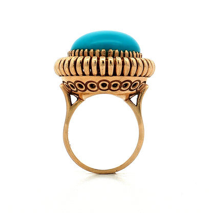 24.00 Vintage Mid-Century Turquoise Cocktail Ring 14k