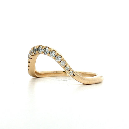 Contoured Diamond Wedding Band 14k Yellow Gold