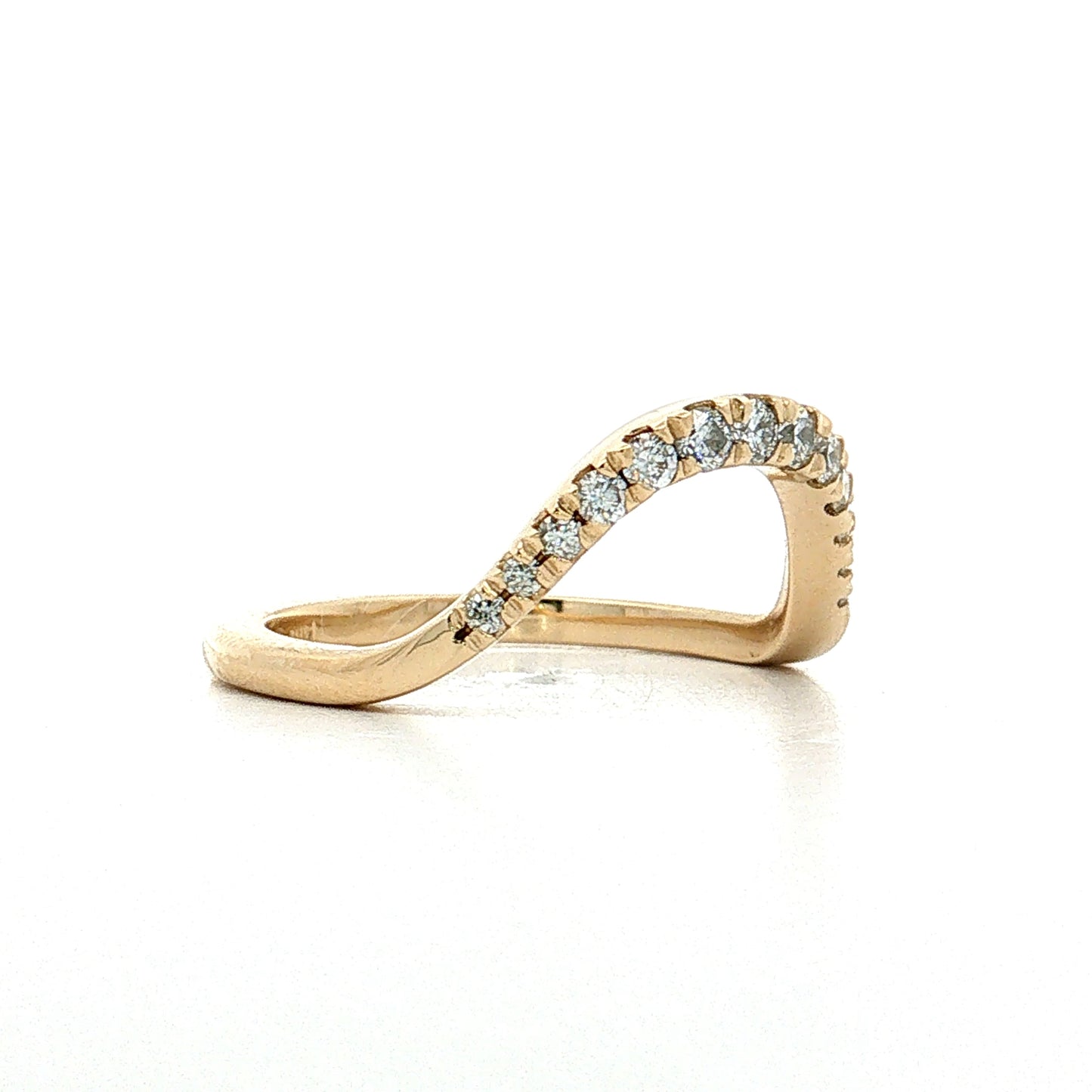 Contoured Diamond Wedding Band 14k Yellow Gold