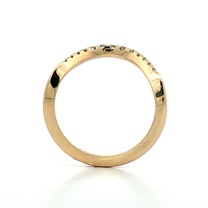 Contoured Diamond Wedding Band 14k Yellow Gold