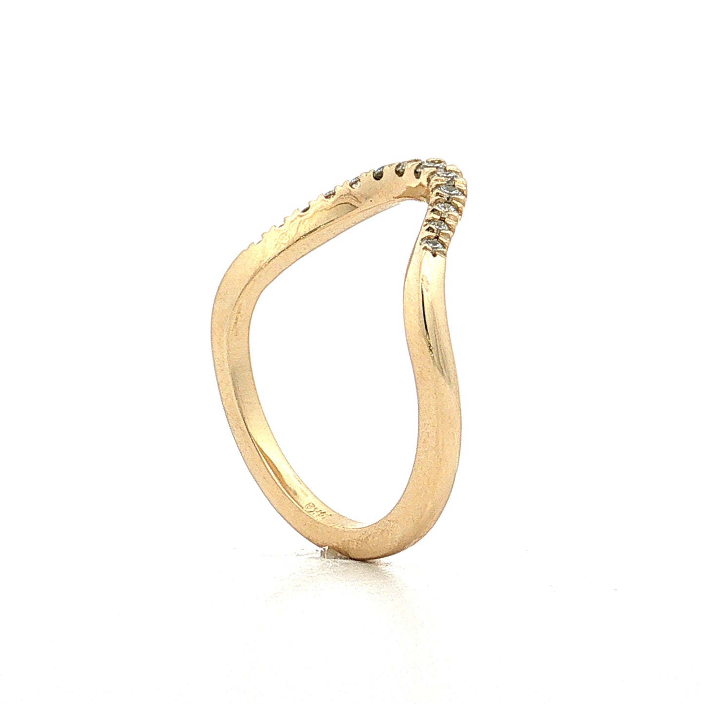 Contoured Diamond Wedding Band 14k Yellow Gold
