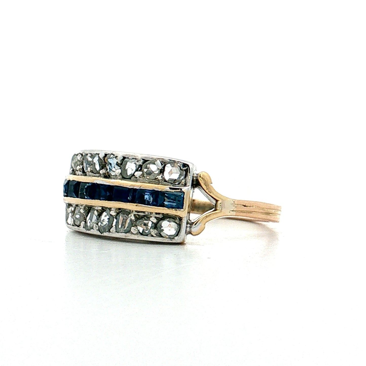 .50 Vintage Retro Sapphire Diamond Ring 14k