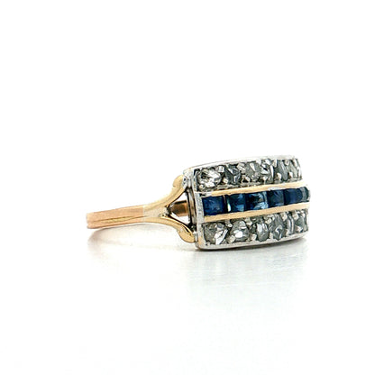 .50 Vintage Retro Sapphire Diamond Ring 14k