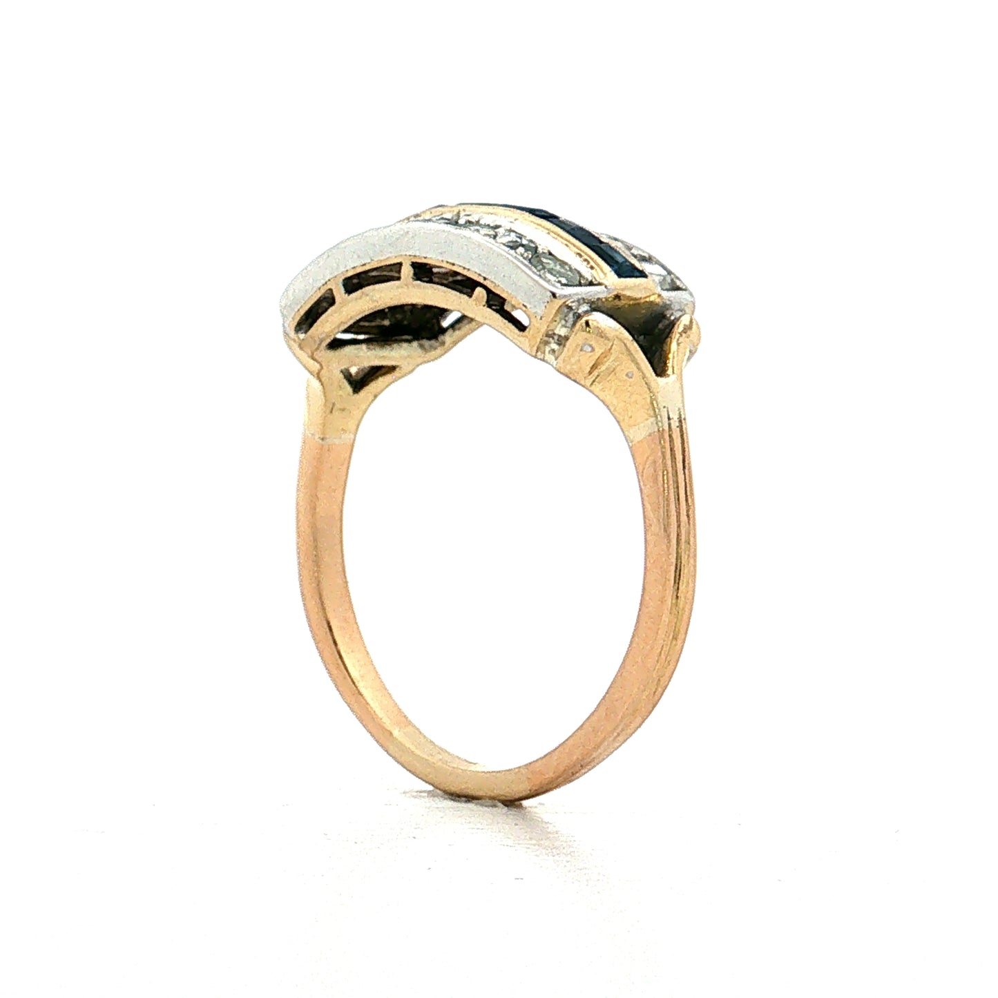 .50 Vintage Retro Sapphire Diamond Ring 14k