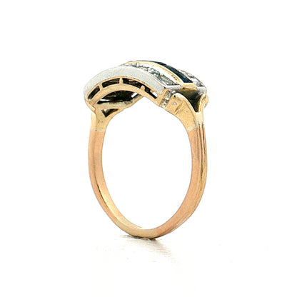 .50 Vintage Retro Sapphire Diamond Ring 14k