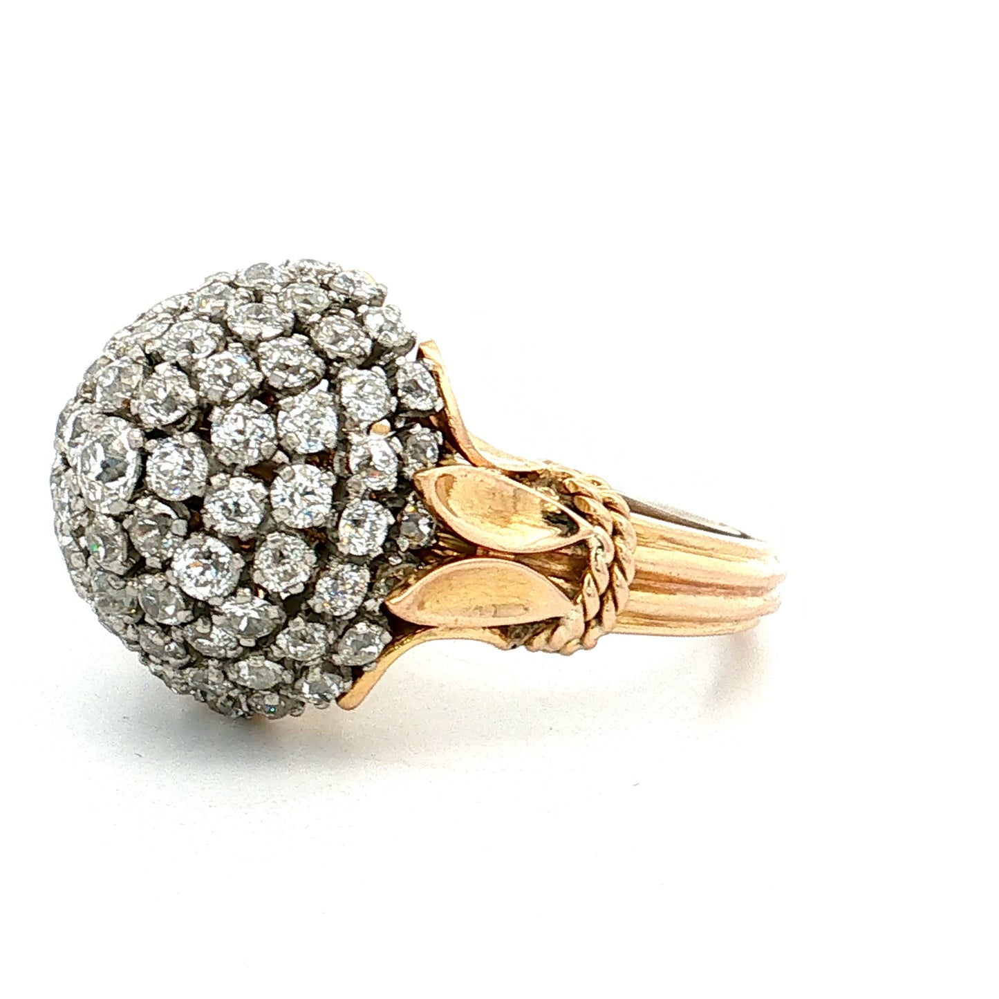 2.73 Vintage Mid-Century Diamond Cocktail Ring 18k