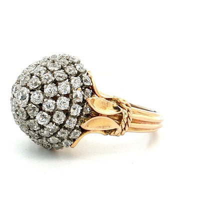 2.73 Vintage Mid-Century Diamond Cocktail Ring 18k