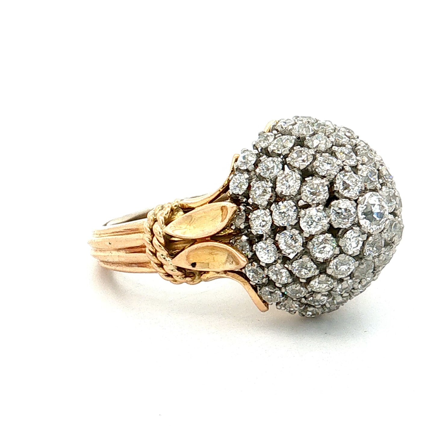 2.73 Vintage Mid-Century Diamond Cocktail Ring 18k