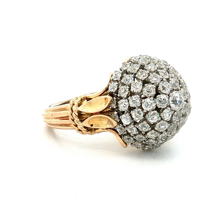 2.73 Vintage Mid-Century Diamond Cocktail Ring 18k