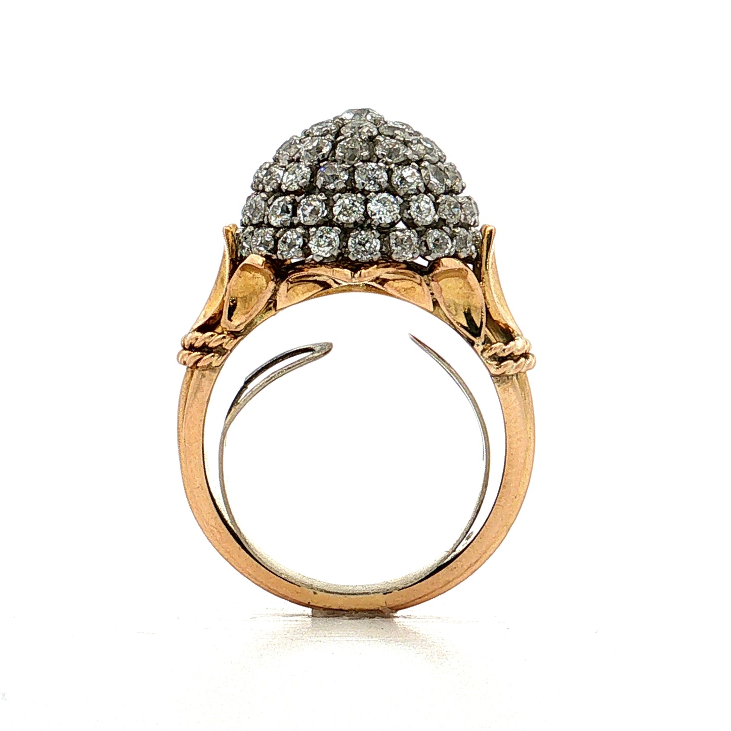 2.73 Vintage Mid-Century Diamond Cocktail Ring 18k