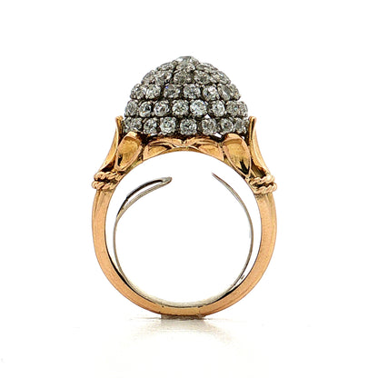 2.73 Vintage Mid-Century Diamond Cocktail Ring 18k