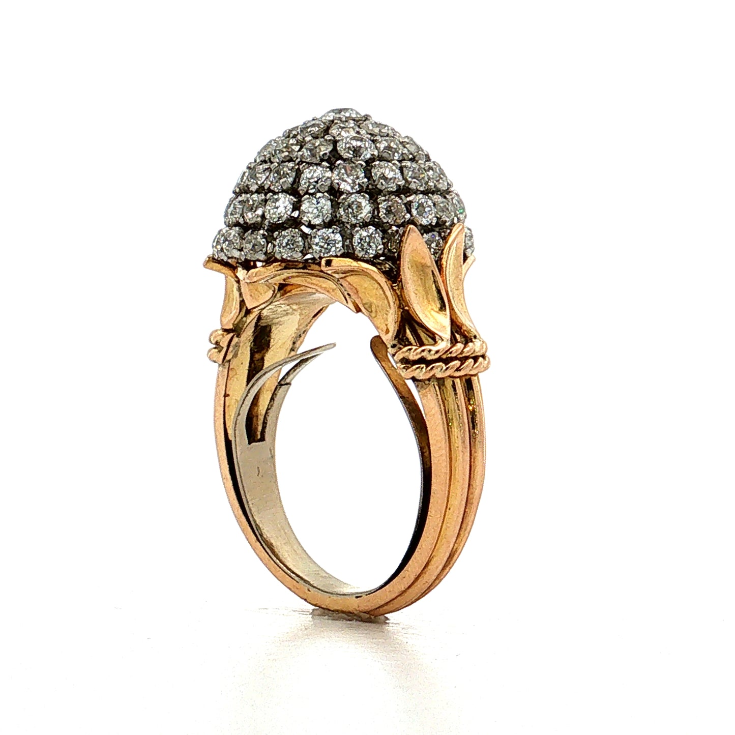 2.73 Vintage Mid-Century Diamond Cocktail Ring 18k