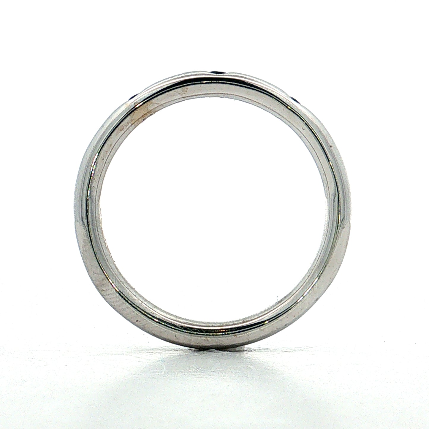 .15 Three Stone Sapphire Wedding Band 14k White Gold