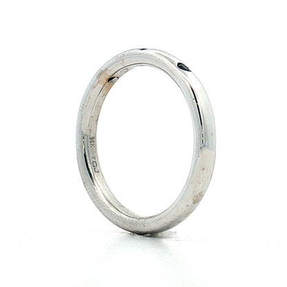 .15 Three Stone Sapphire Wedding Band 14k White Gold