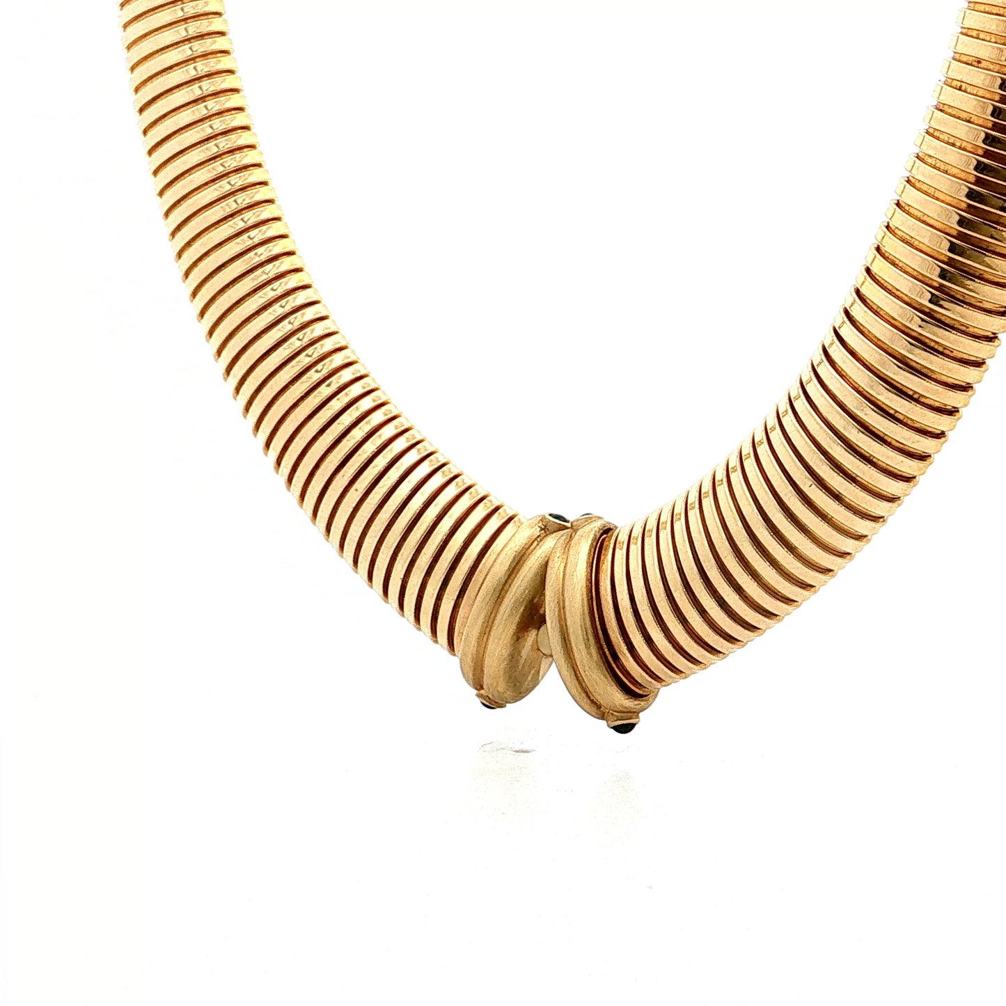 Blue Sapphire Tubogas Necklace 14k Yellow Gold