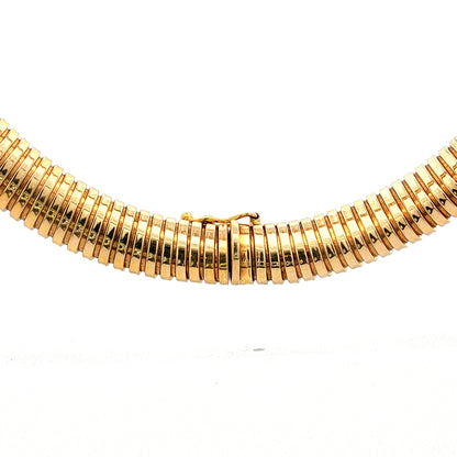 Blue Sapphire Tubogas Necklace 14k Yellow Gold
