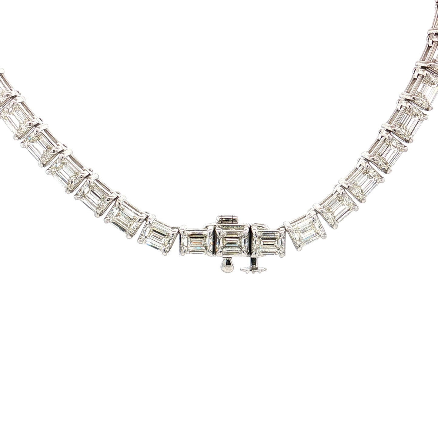 24.19 Emerald Cut Diamond Tennis Necklace 18k White Gold