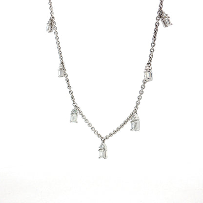 1.10 Diamond Station Dangle Necklace 18k White Gold