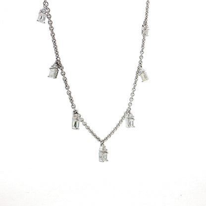 1.10 Diamond Station Dangle Necklace 18k White Gold
