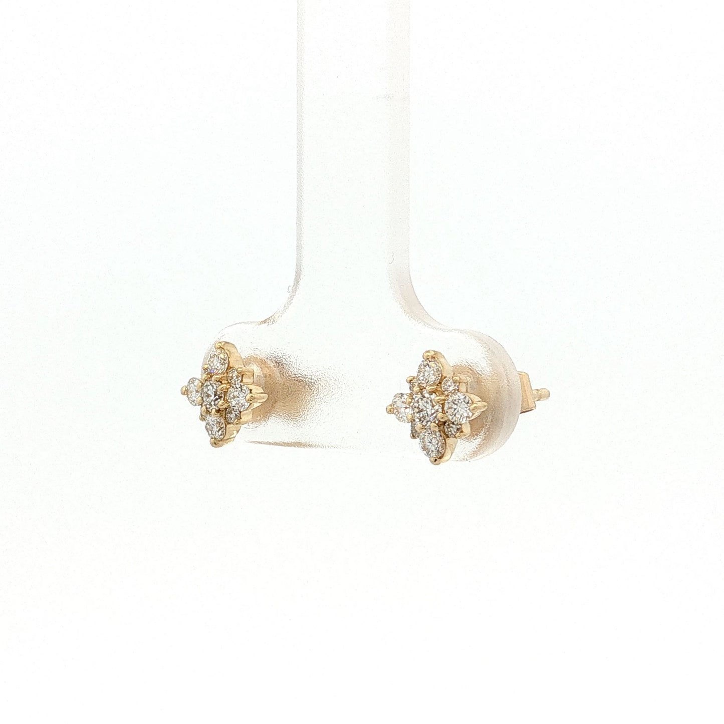 .33 Pave Diamond Cluster Stud Earrings 14k