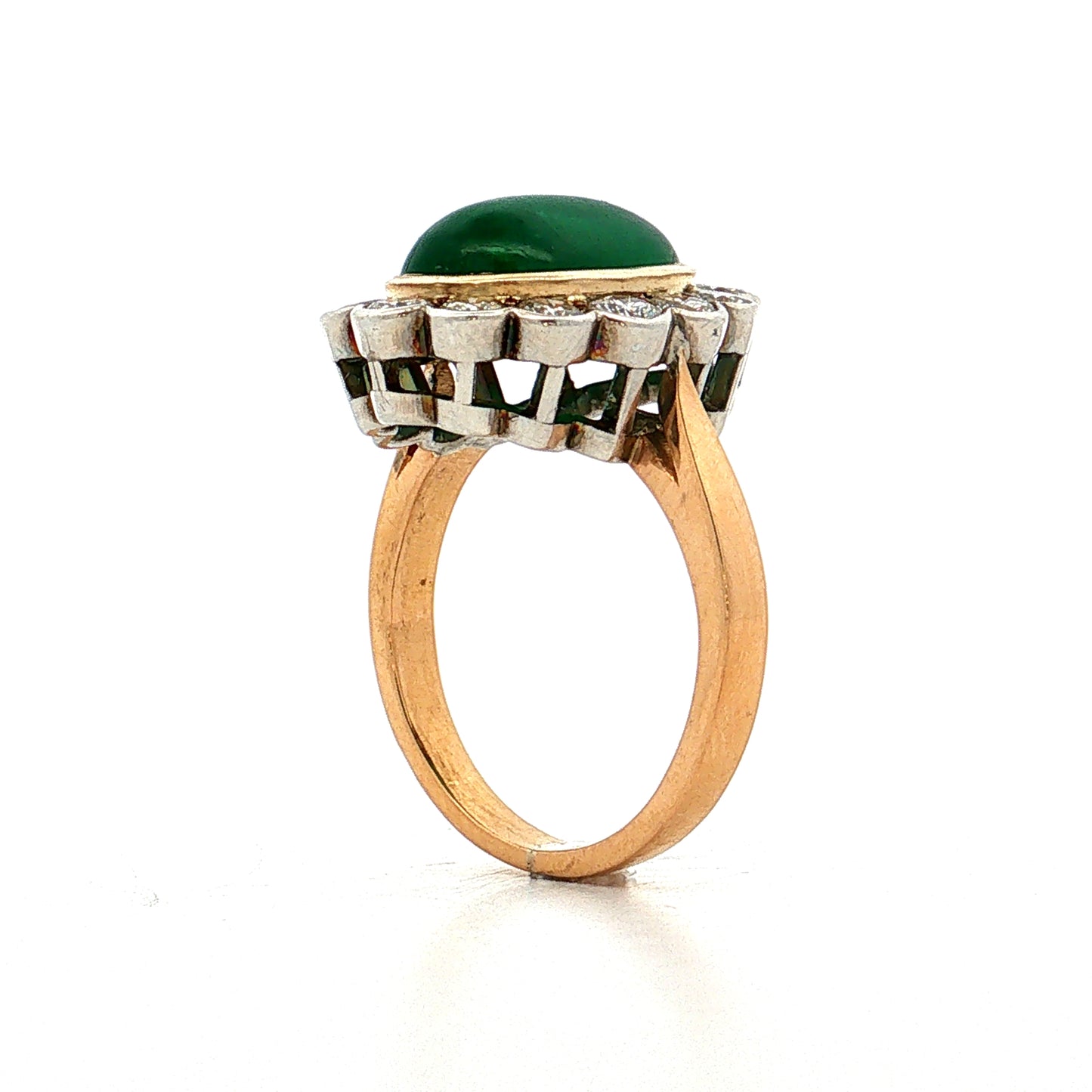 3.15 Emerald & Diamond Cocktail Ring 18k Two-Tone