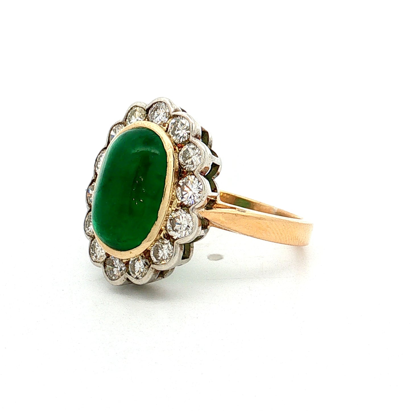 3.15 Emerald & Diamond Cocktail Ring 18k Two-Tone