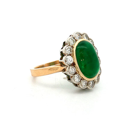 3.15 Emerald & Diamond Cocktail Ring 18k Two-Tone