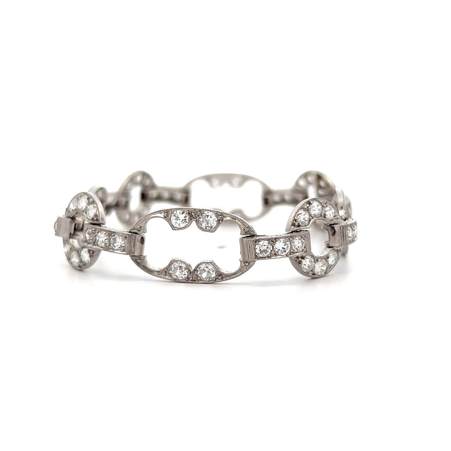 5.55 Antique Art Deco Diamond Bracelet Platinum