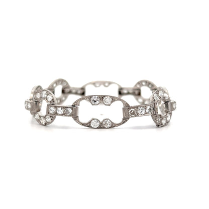 5.55 Antique Art Deco Diamond Bracelet Platinum