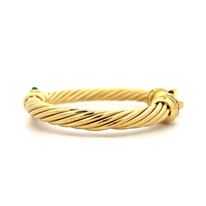 David Yurman Diamond Emerald Ruby Bangle 18k