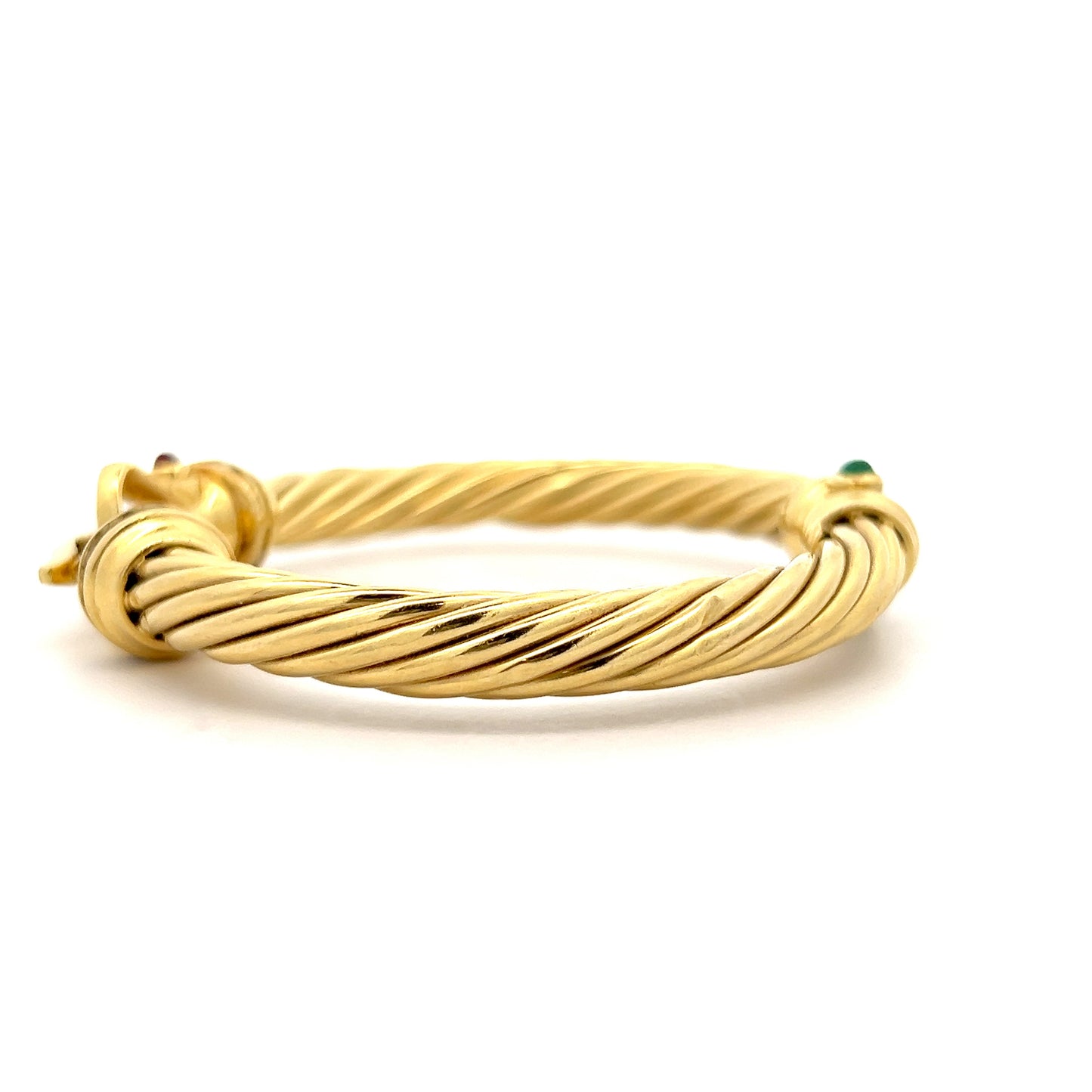 David Yurman Diamond Emerald Ruby Bangle 18k