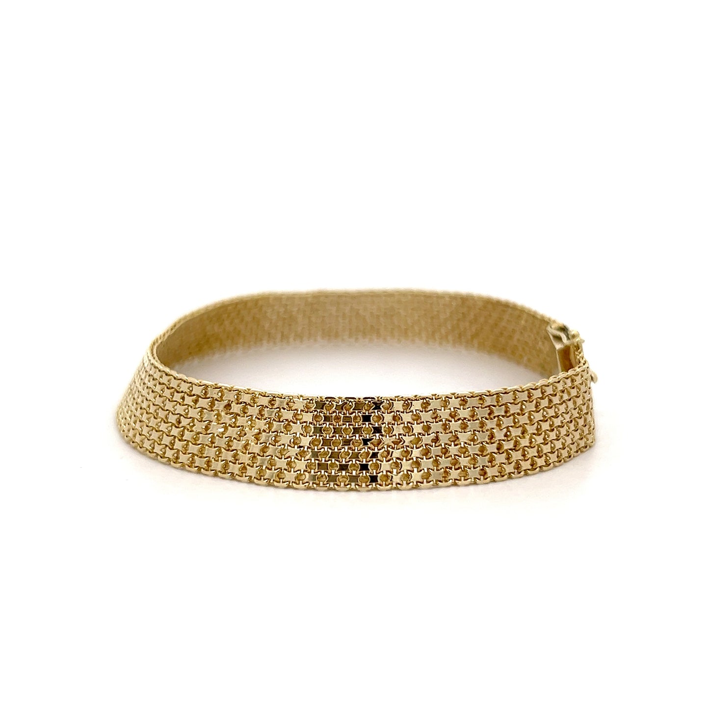 Vintage Retro Mesh Chain Bracelet 14k Yellow Gold