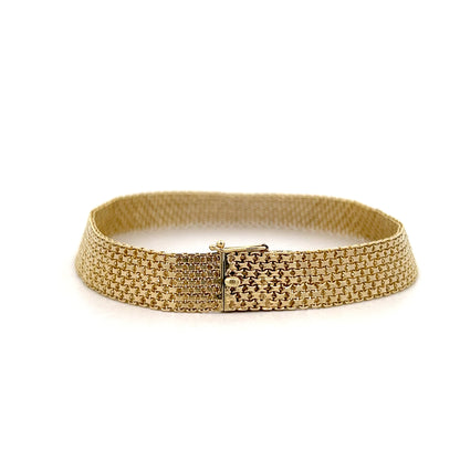 Vintage Retro Mesh Chain Bracelet 14k Yellow Gold