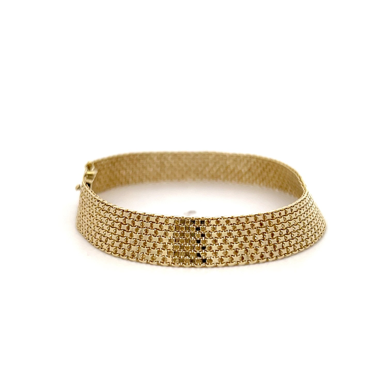 Vintage Retro Mesh Chain Bracelet 14k Yellow Gold