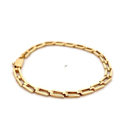 Rectangular Paperclip Link Bracelet 18k Yellow Gold