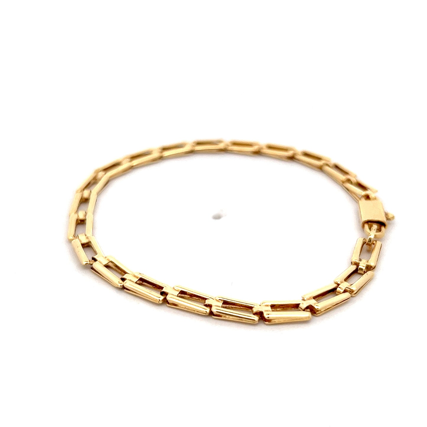 Rectangular Paperclip Link Bracelet 18k Yellow Gold